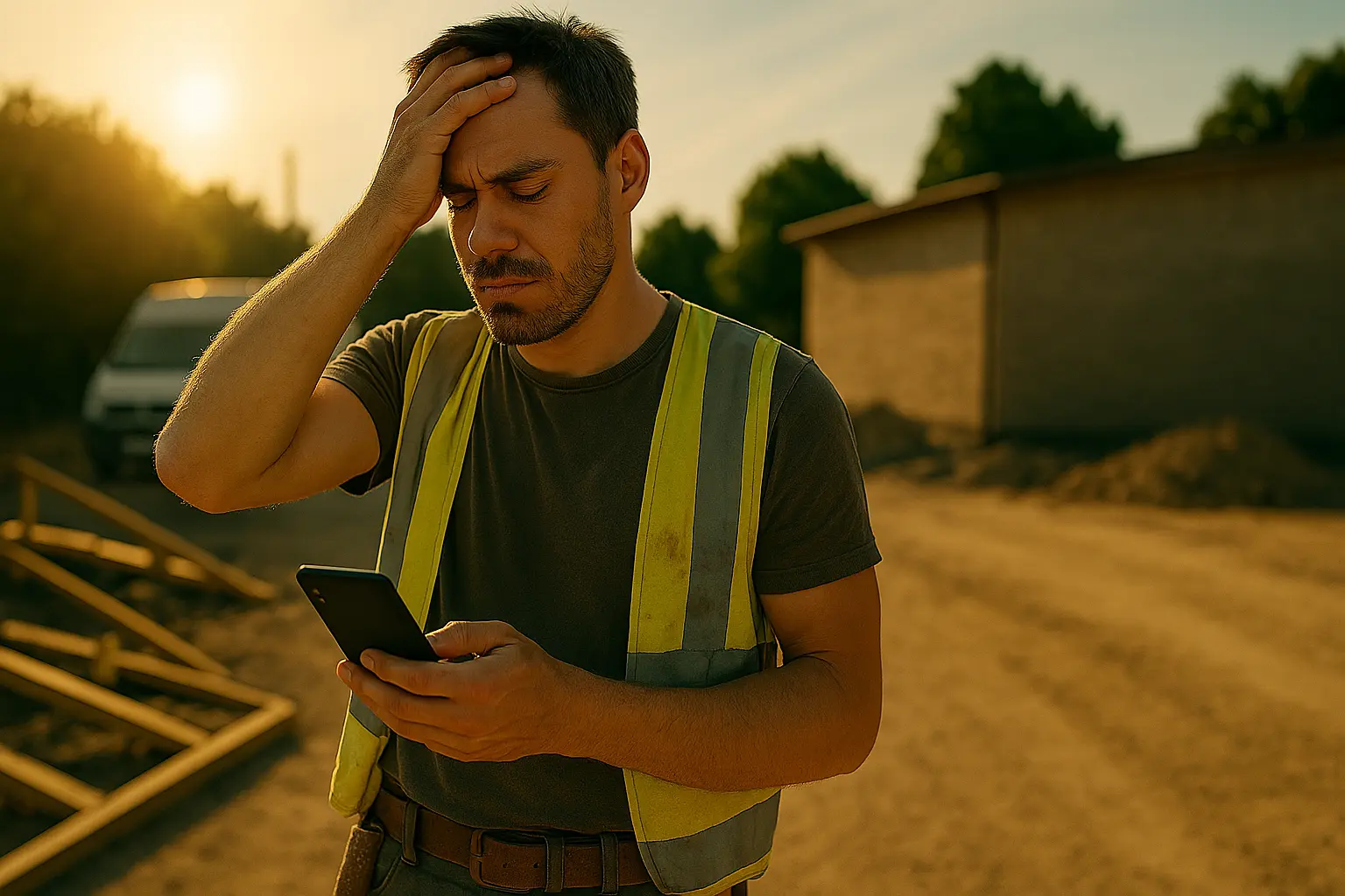 Stressed business owner with phone
