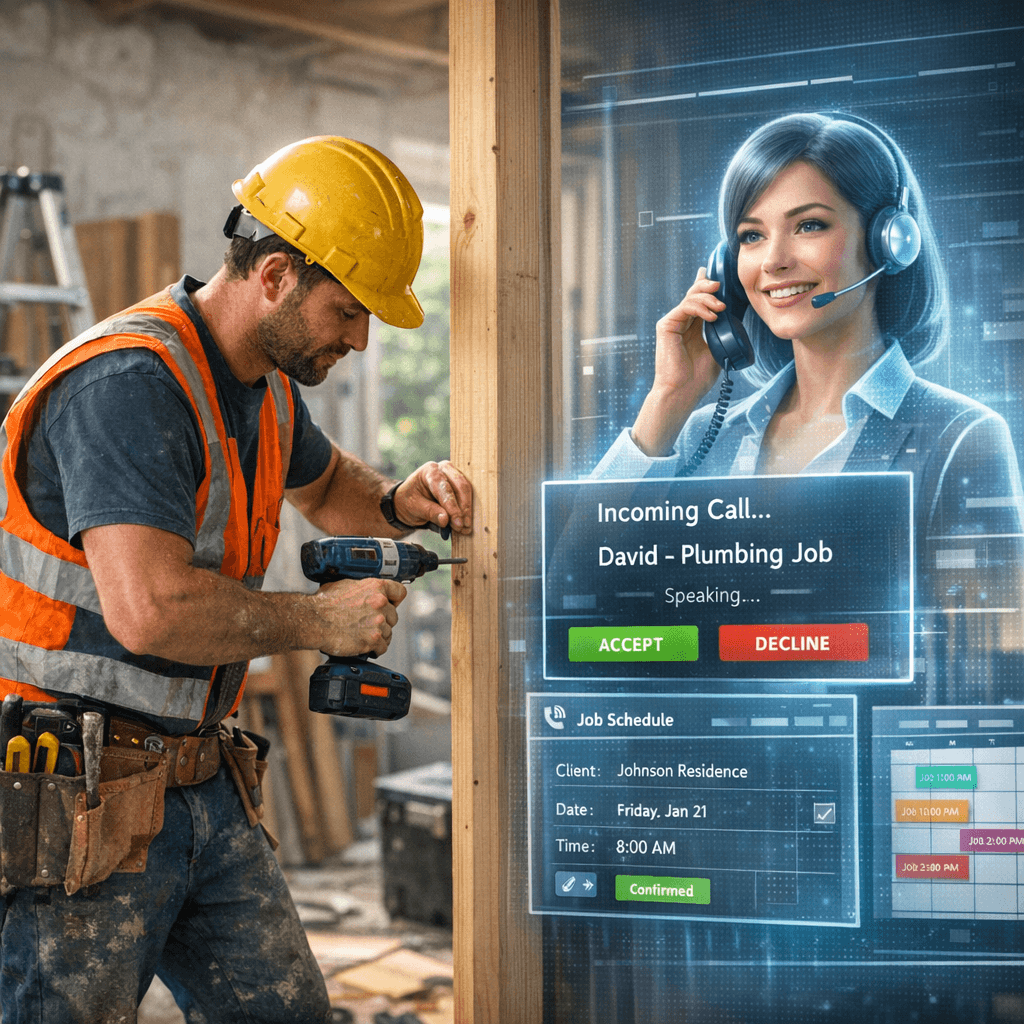 Virtual receptionist cost comparison for UK tradespeople showing booking and scheduling features