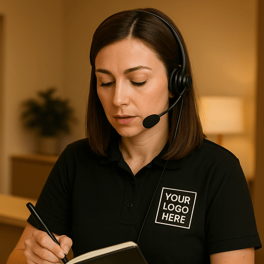 Professional customer service representative with headset